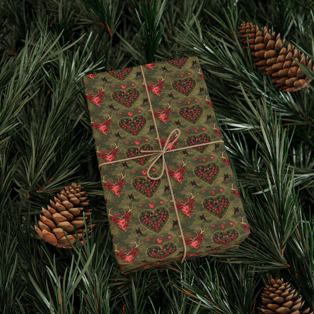 Camo Heart Valentines Wrapping Paper