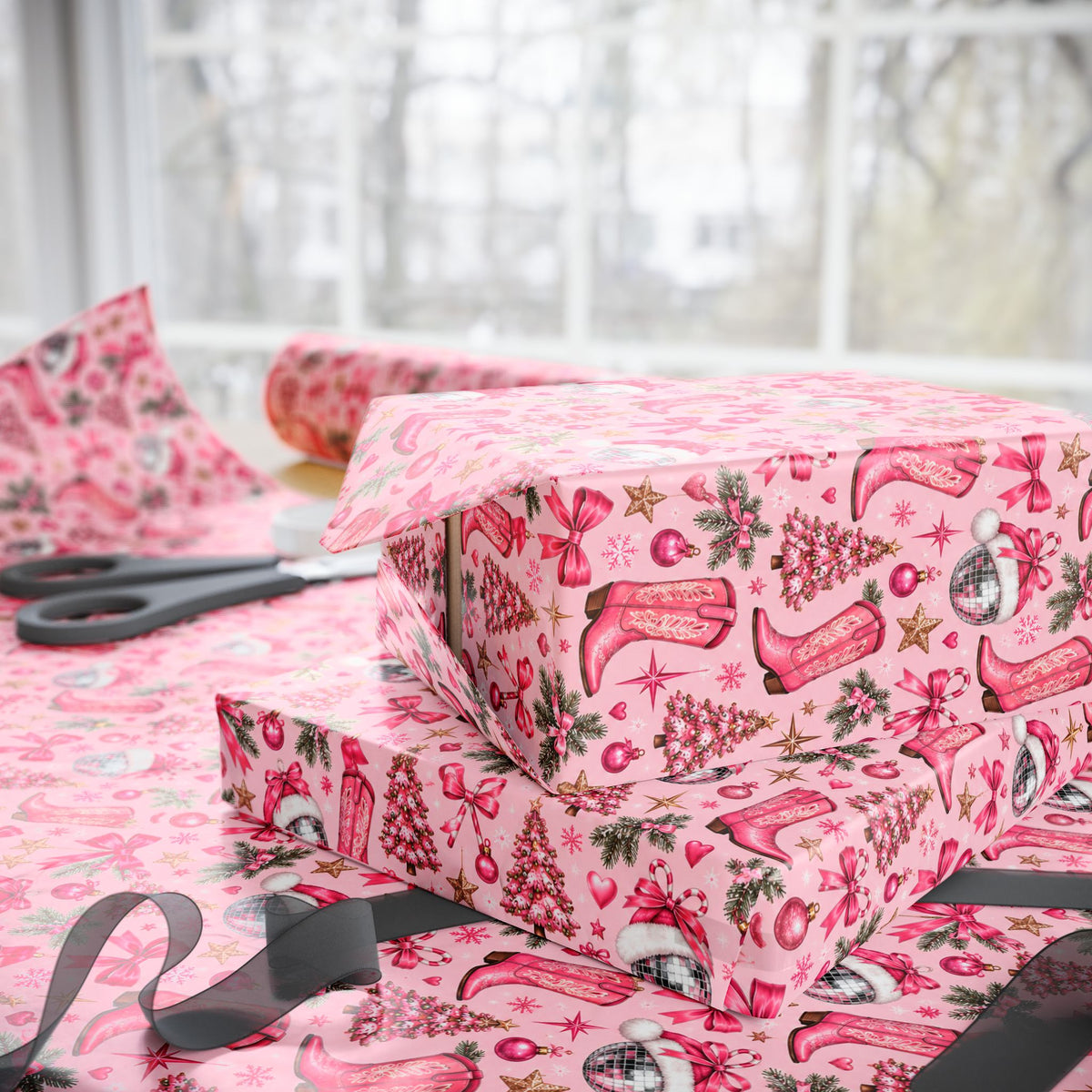 Pink Disco Cowgirl Wrapping Paper