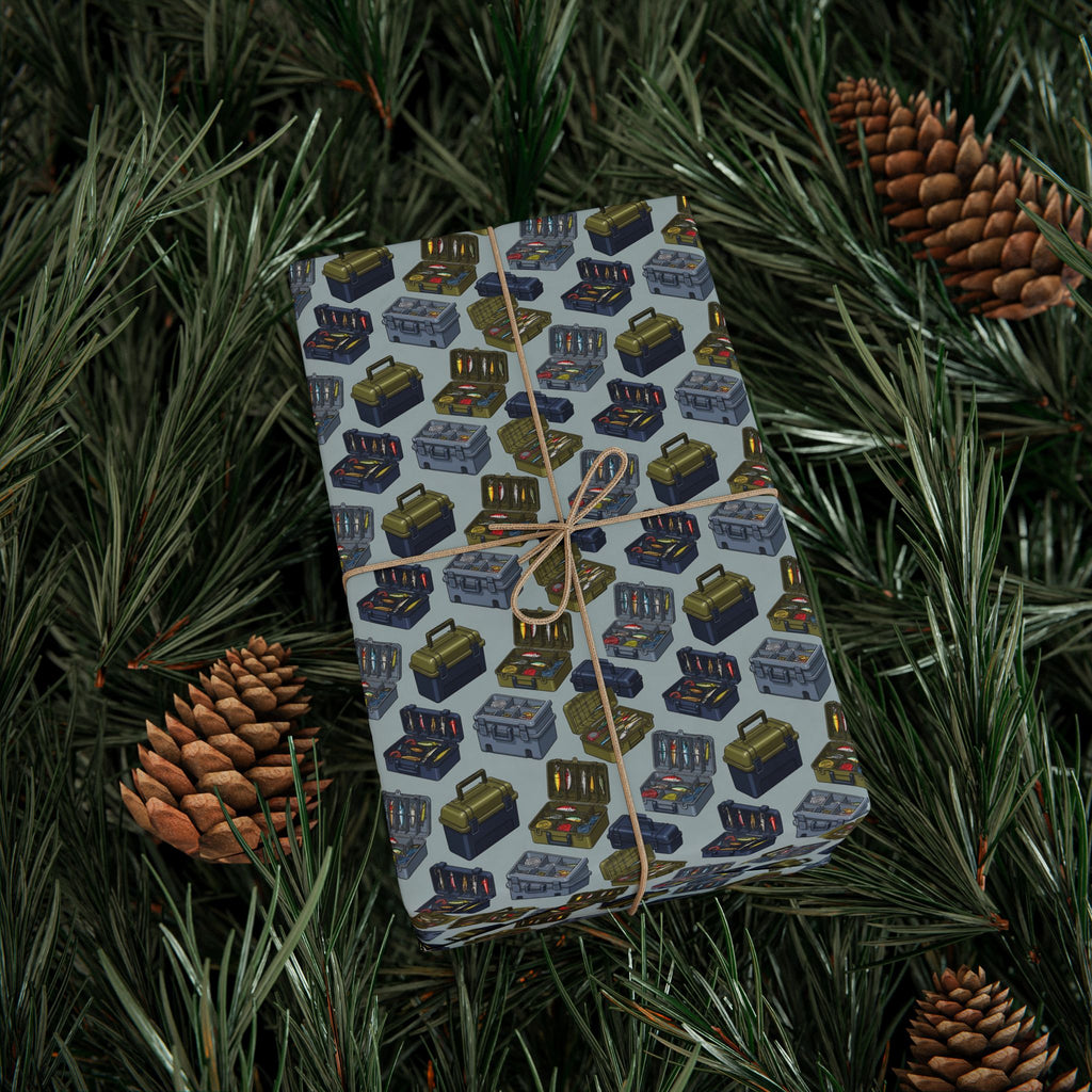 Vintage Tackle Box  Pattern Wrapping Paper | Retro Radios Gift Wrap