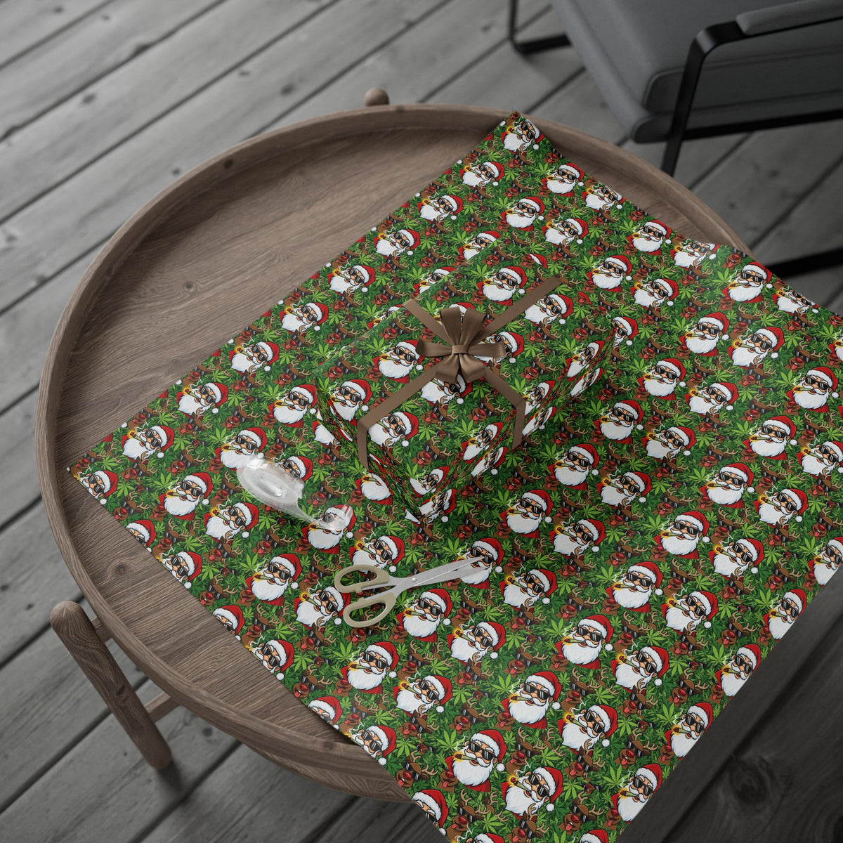 Stoner Santa Smoking Pattern Wrapping Paper | Christmas Holiday Gift Wrap