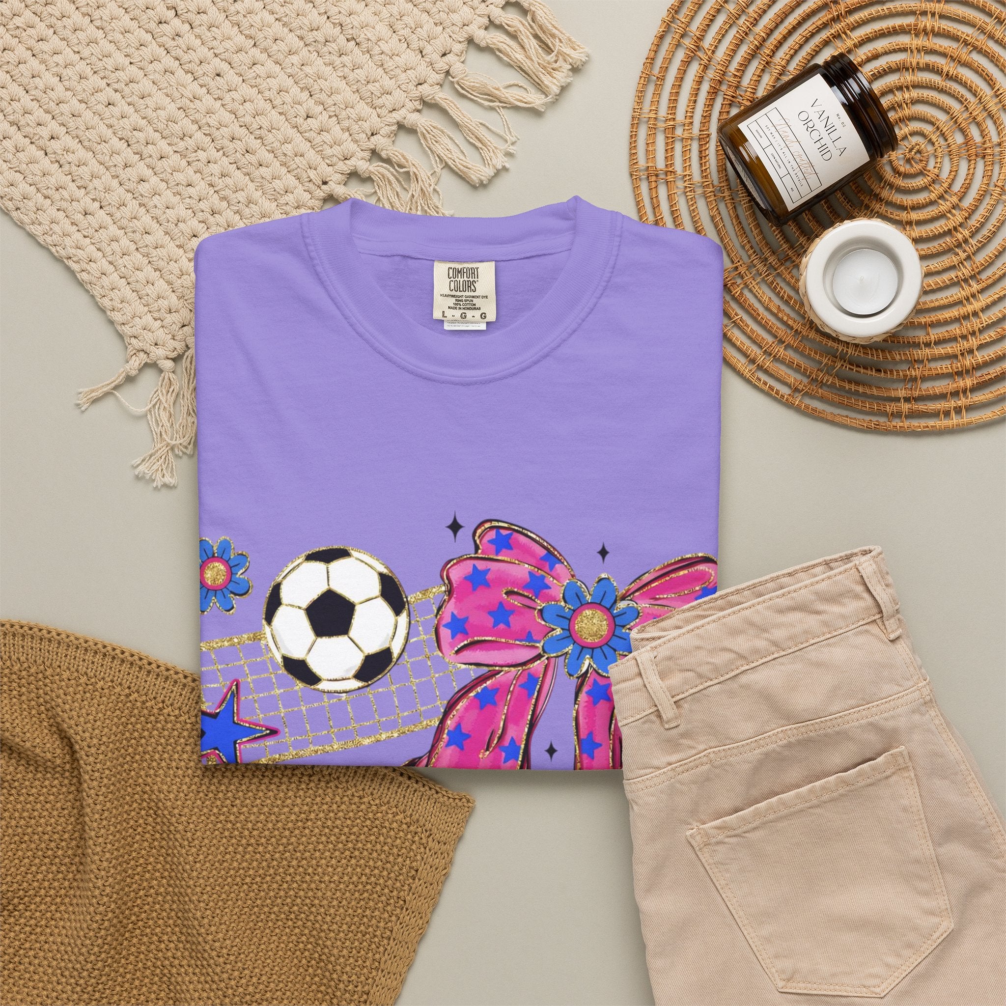 Pink Polka Dot Bows Soccer T-Shirt