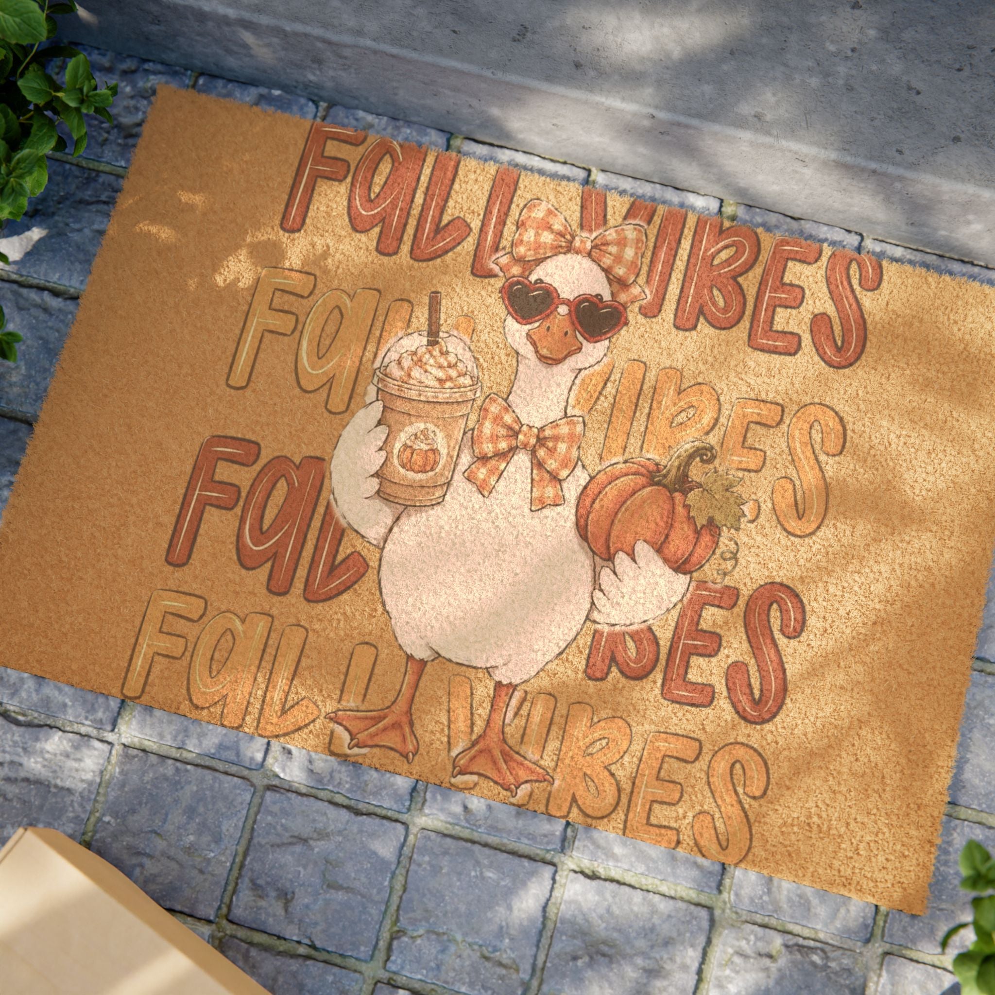 Fall Vibes Preppy Duck Doormat