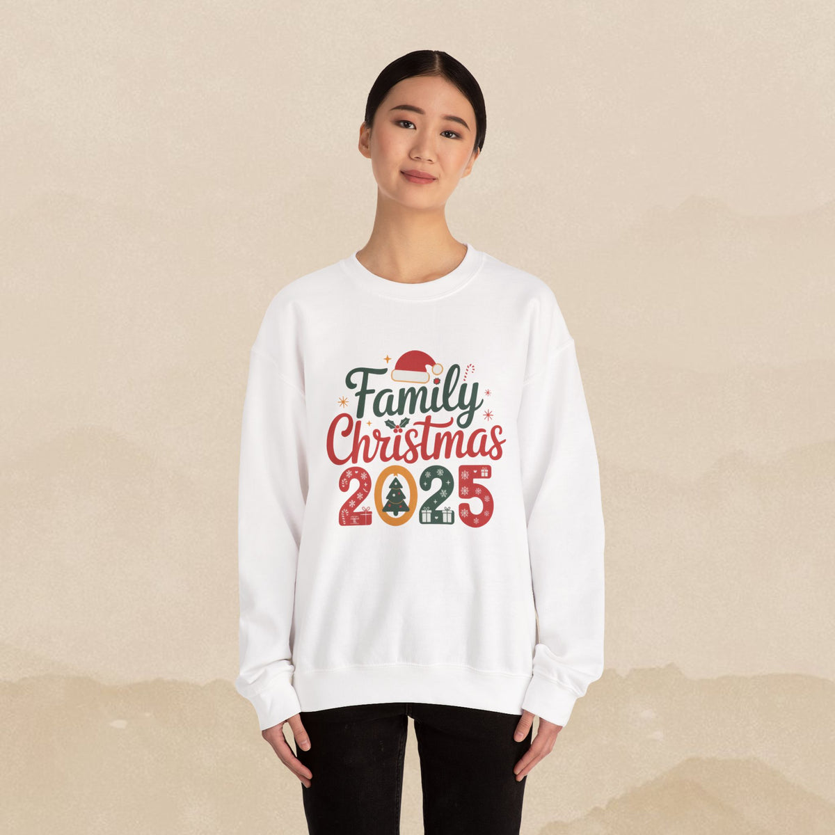 Family Christmas 2025 Sweatshirt | Holiday Santa Hat Tree Design