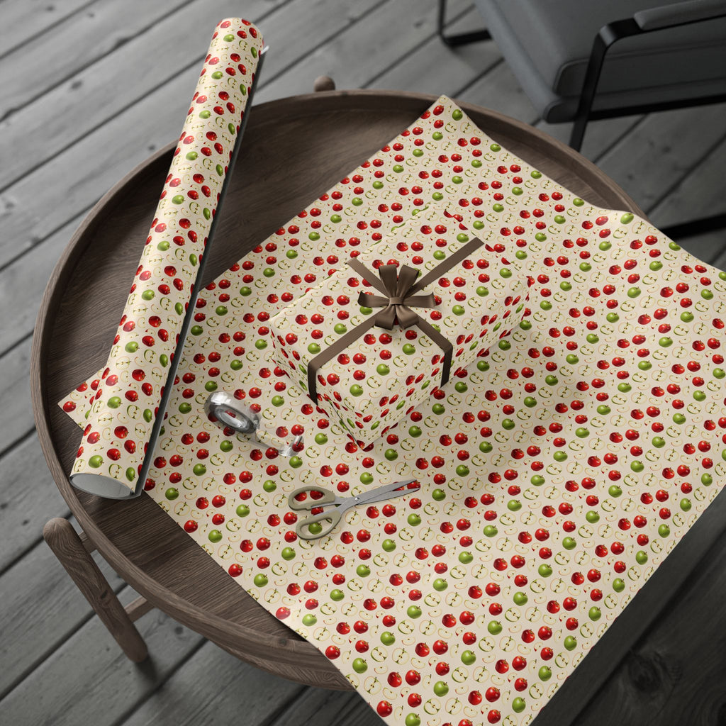 Red and Green Apples Wrapping Paper | Fruit Pattern Gift Wrap Roll