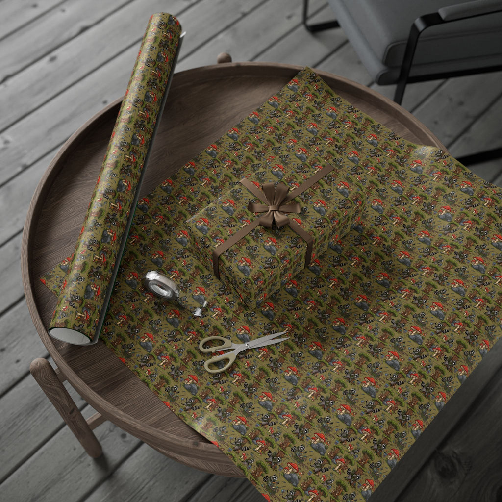 Mushroom Garden Pattern Wrapping Paper | Woodland Fungi Gift Wrap Roll