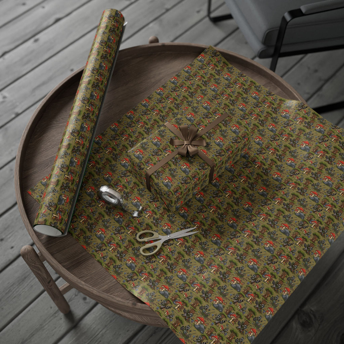 Mushroom Garden Pattern Wrapping Paper | Woodland Fungi Gift Wrap Roll