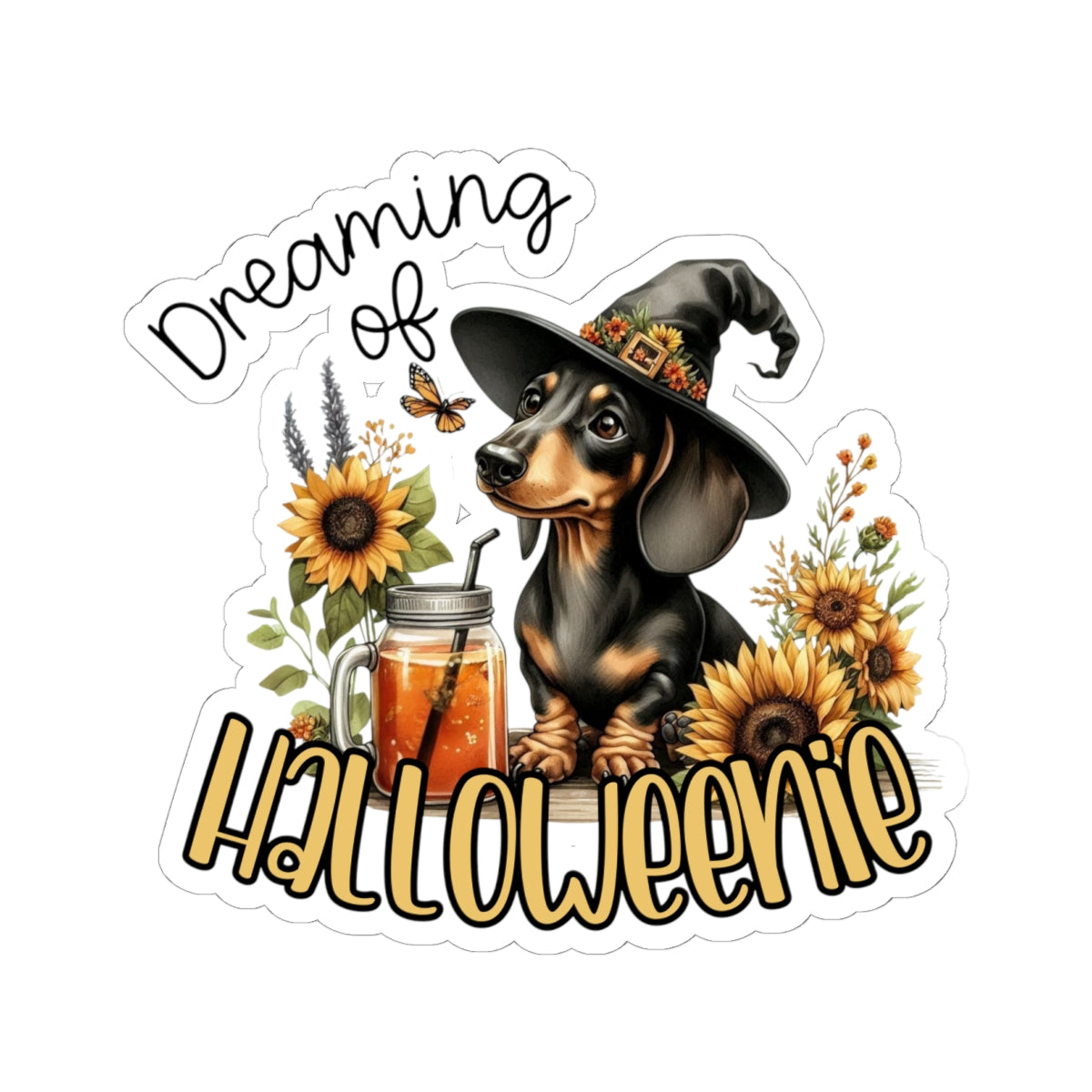 Dreaming of Halloweenie Dog Sticker