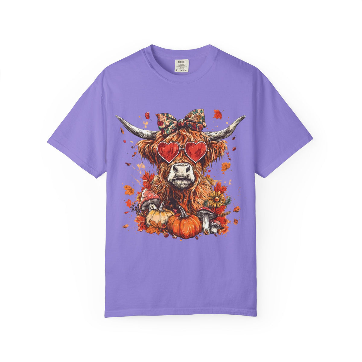 Fall Highland Cow Unisex Garment-Dyed T-shirt