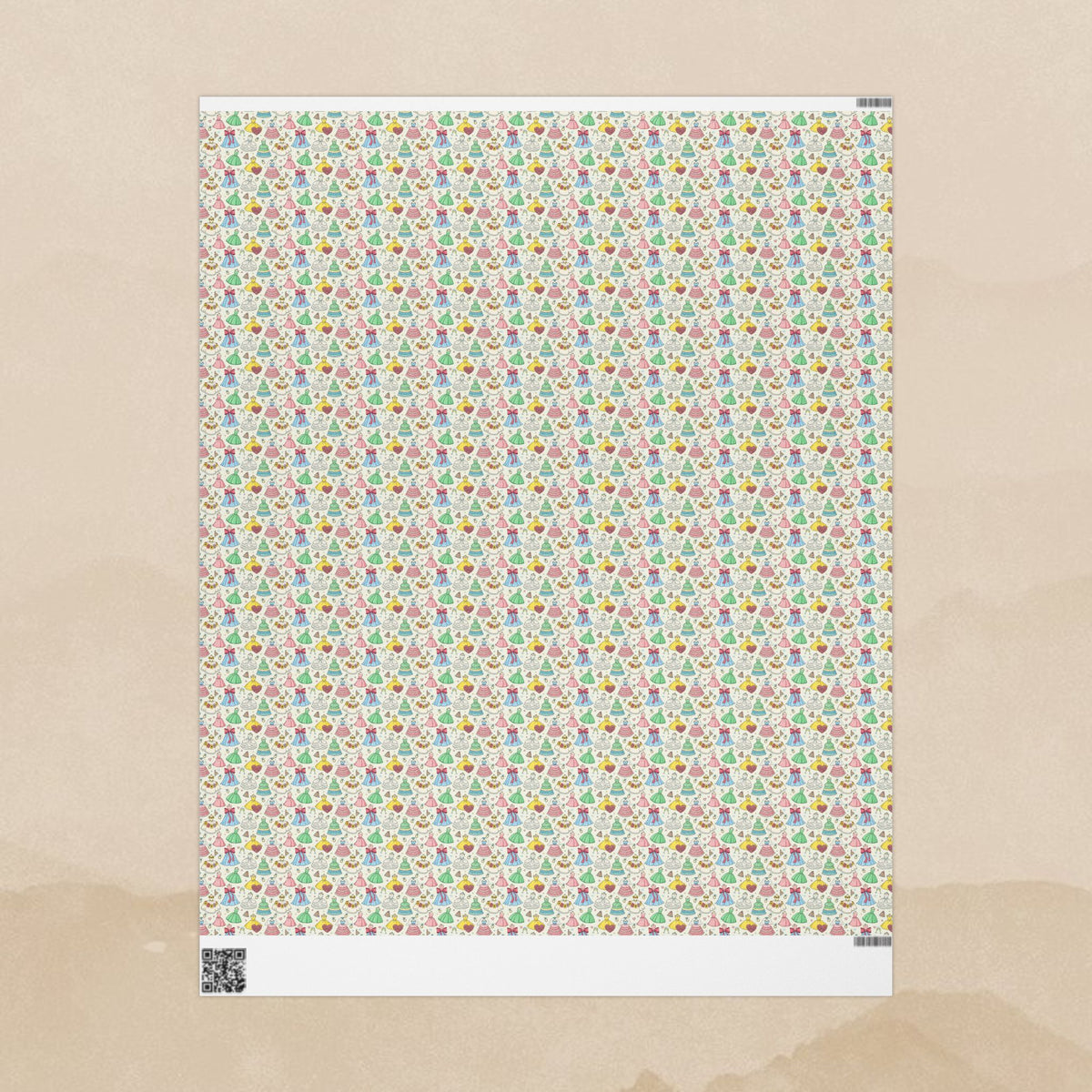 Colorful Princess Dresses Wrapping Papers | Kids Birthday Gift Wrap