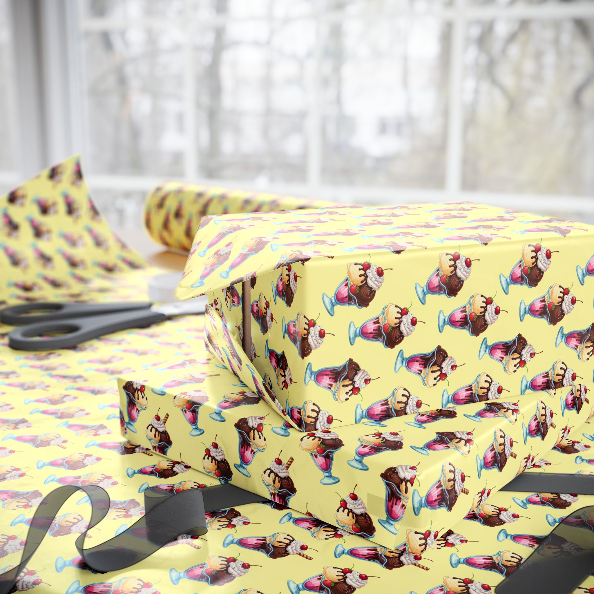 Retro Ice Cream Cone Pattern Wrapping
