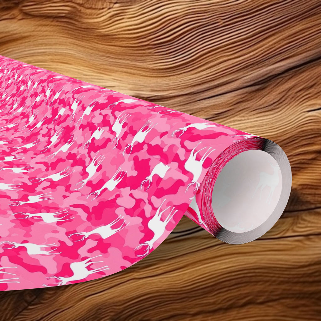 Pink Camo Pattern Wrapping Paper | Pink Camouflage Gift Wrap Roll