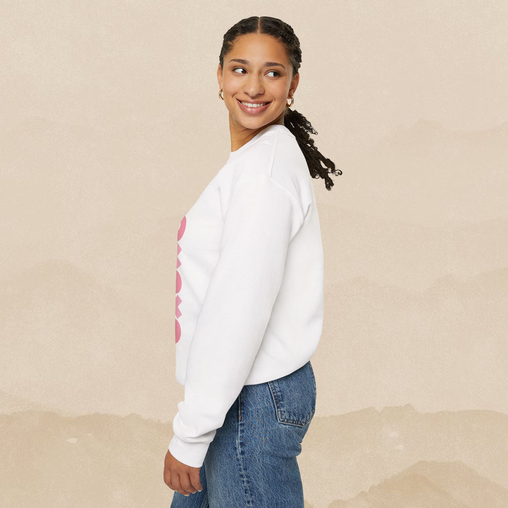 Heart Eyes Smiley Sweatshirt | Pink XO Pattern Crewneck