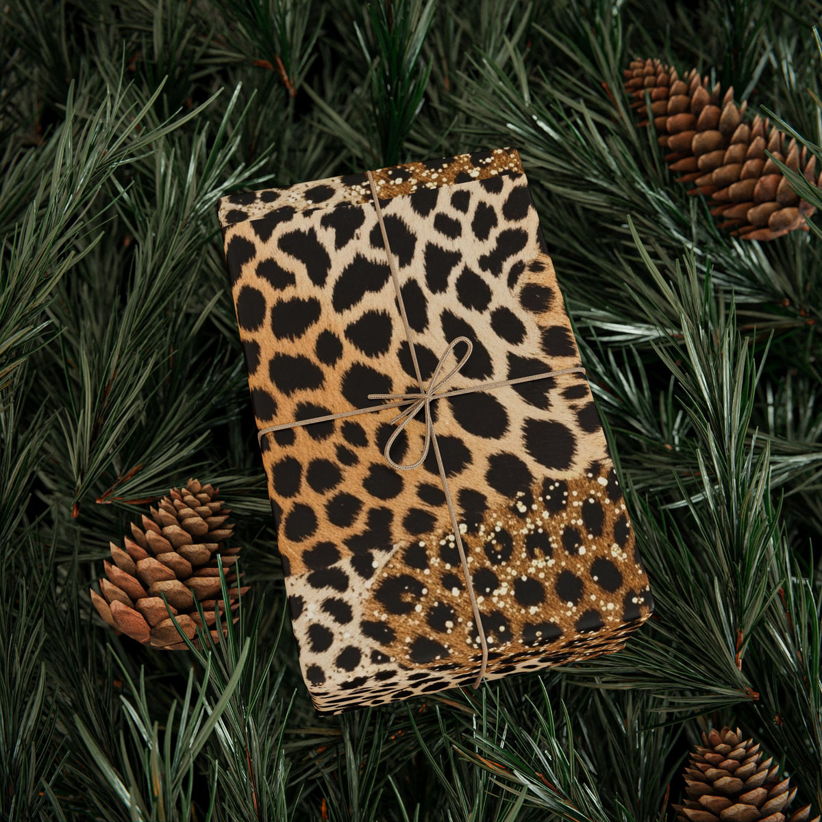 Gold Glitter Leopard Print Wrapping Paper | Luxe Gift Wrap for Boujee Gifts