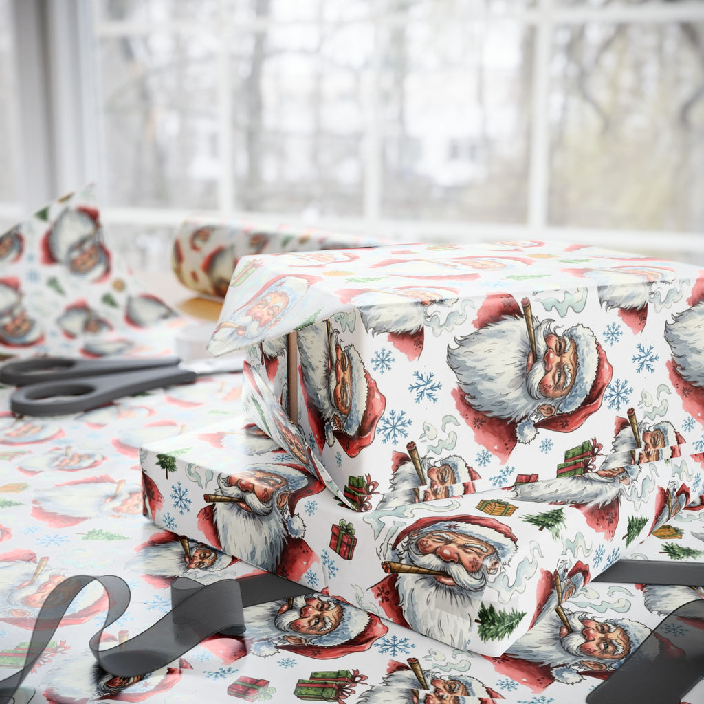 Vintage Santa Pattern Wrapping Paper | Christmas Holiday Paper Roll