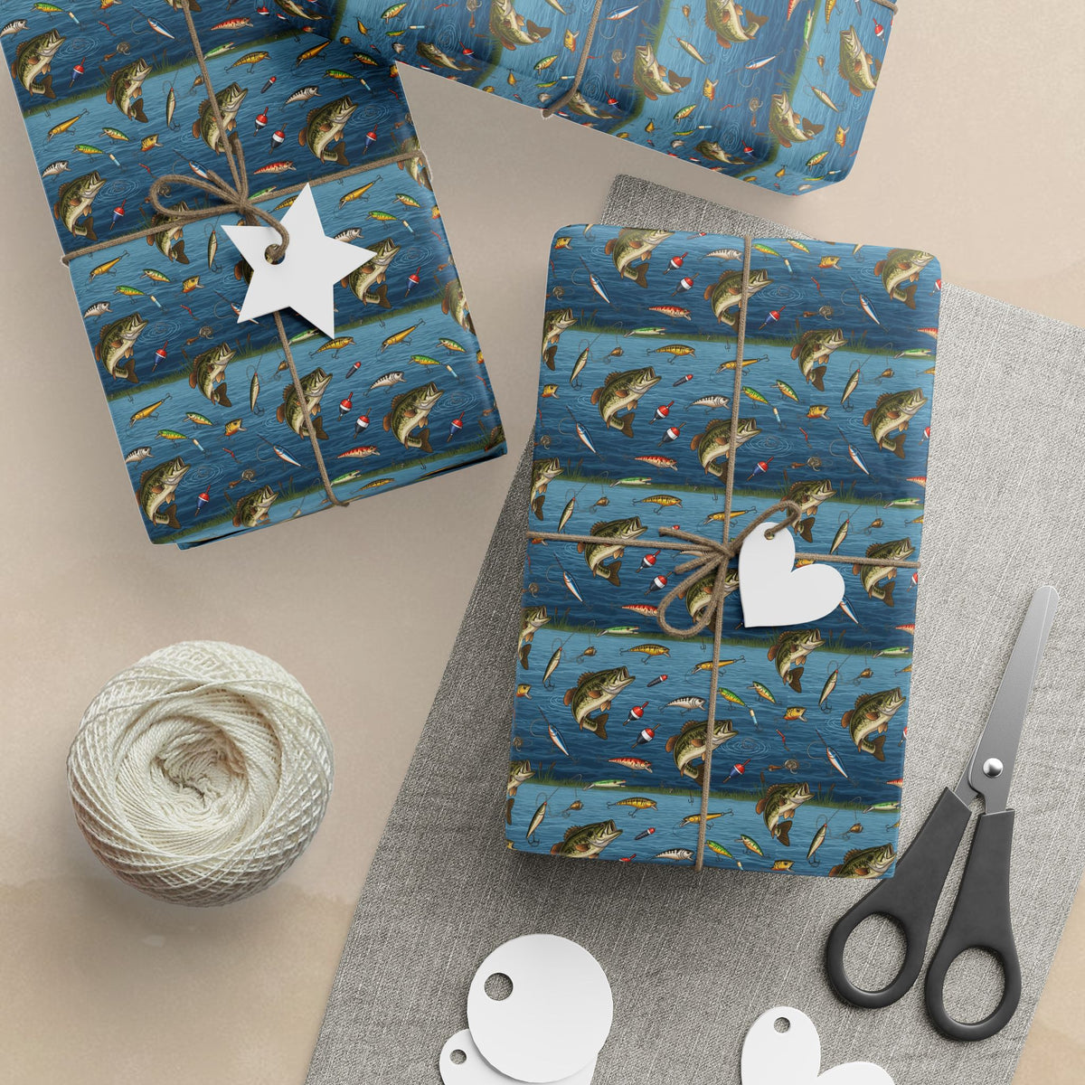 Bass Fishing Pattern Wrapping Paper | Nautical Boat Gift Wrap