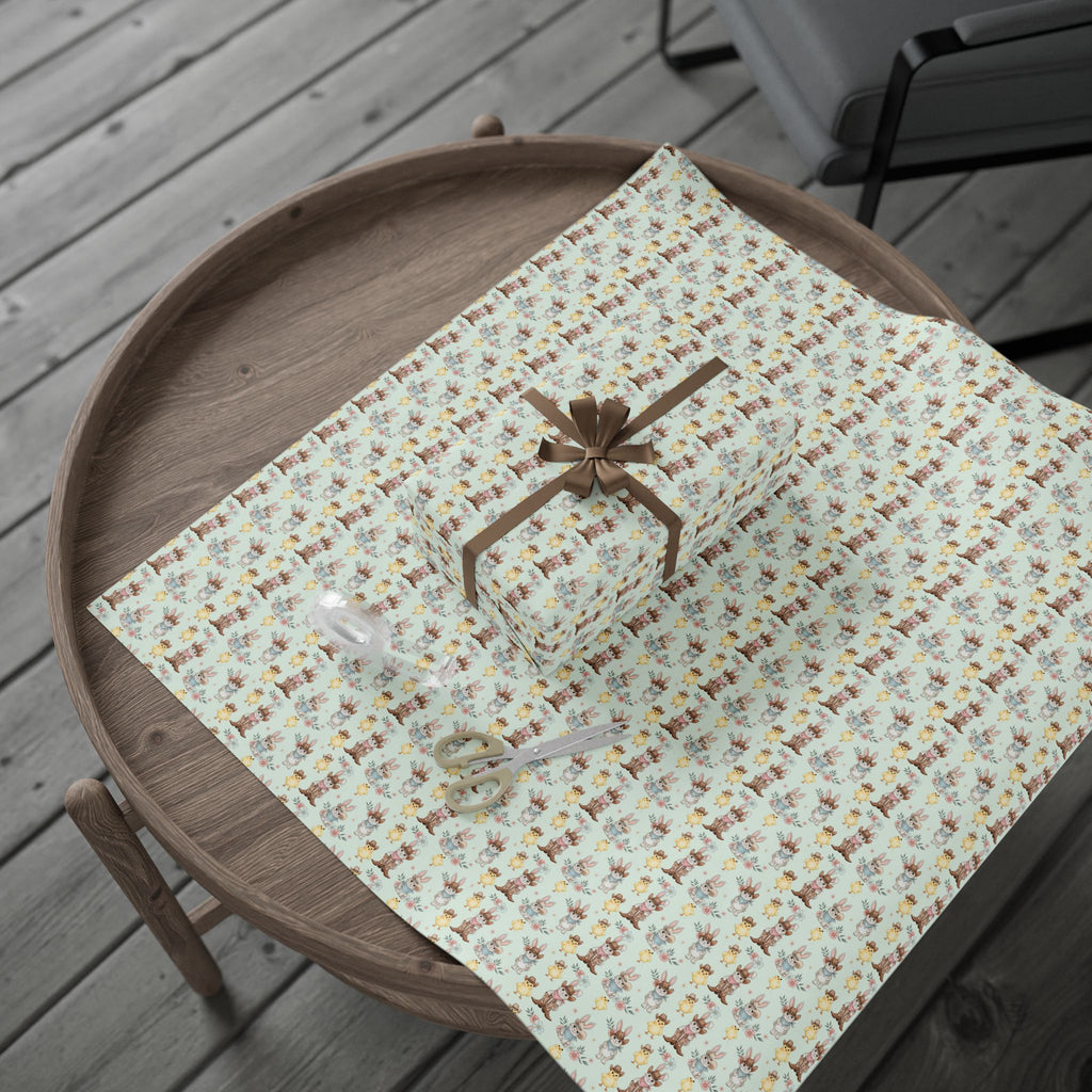 Western Bunnies Floral Wrapping Paper | Gift Wrap Roll, Pastel Bunny Pattern
