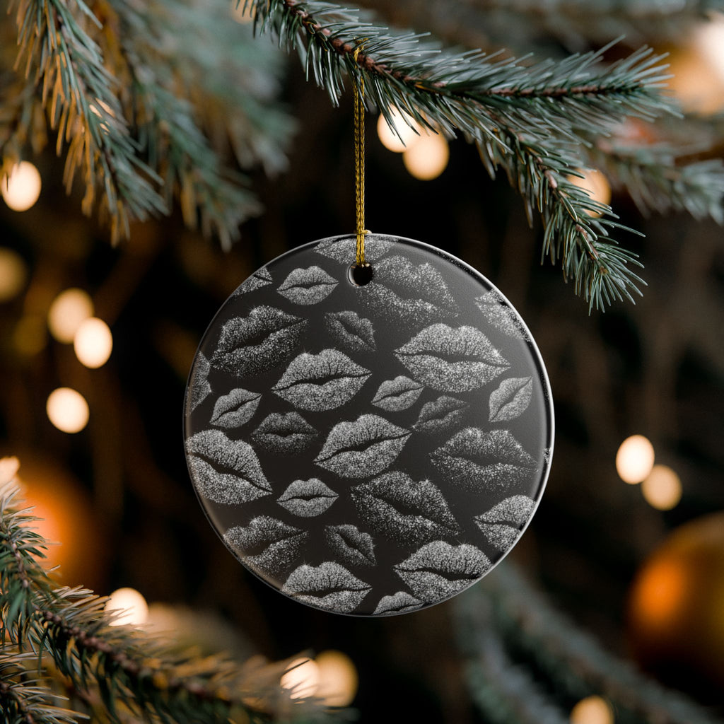Chic Lip Print Ceramic Ornament