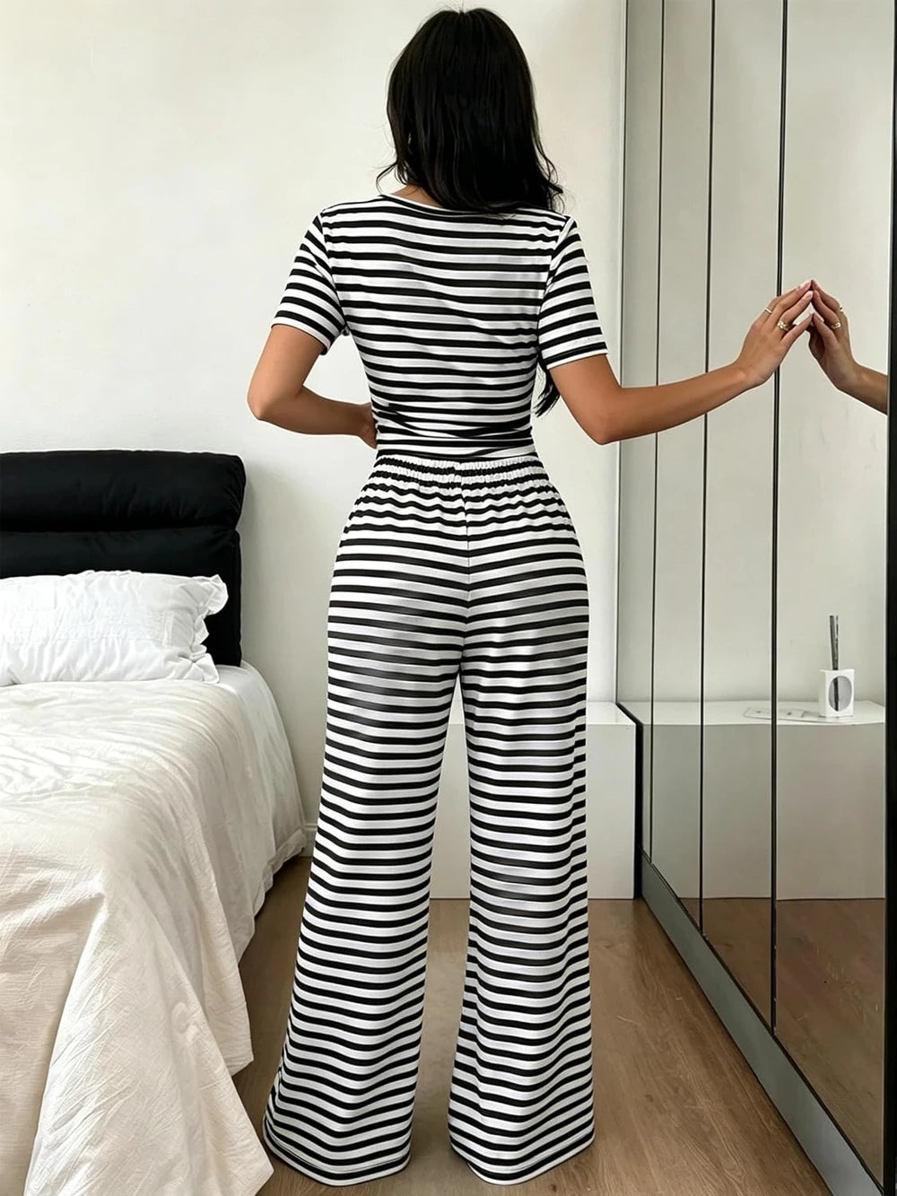 Striped Two Piece Lounge Set