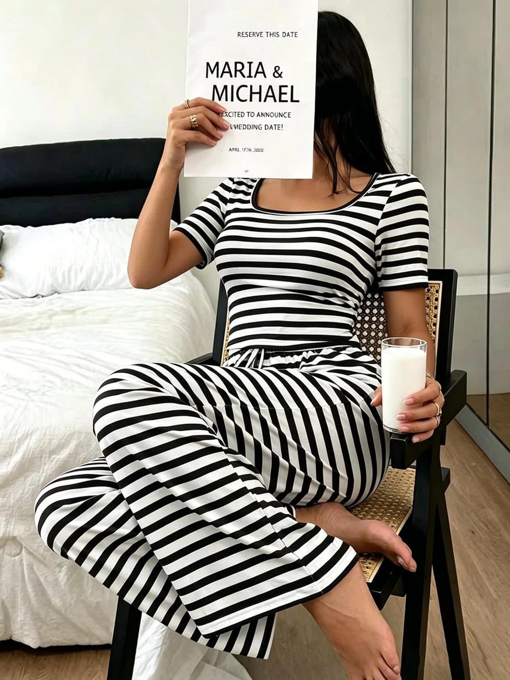 Striped Two Piece Lounge Set