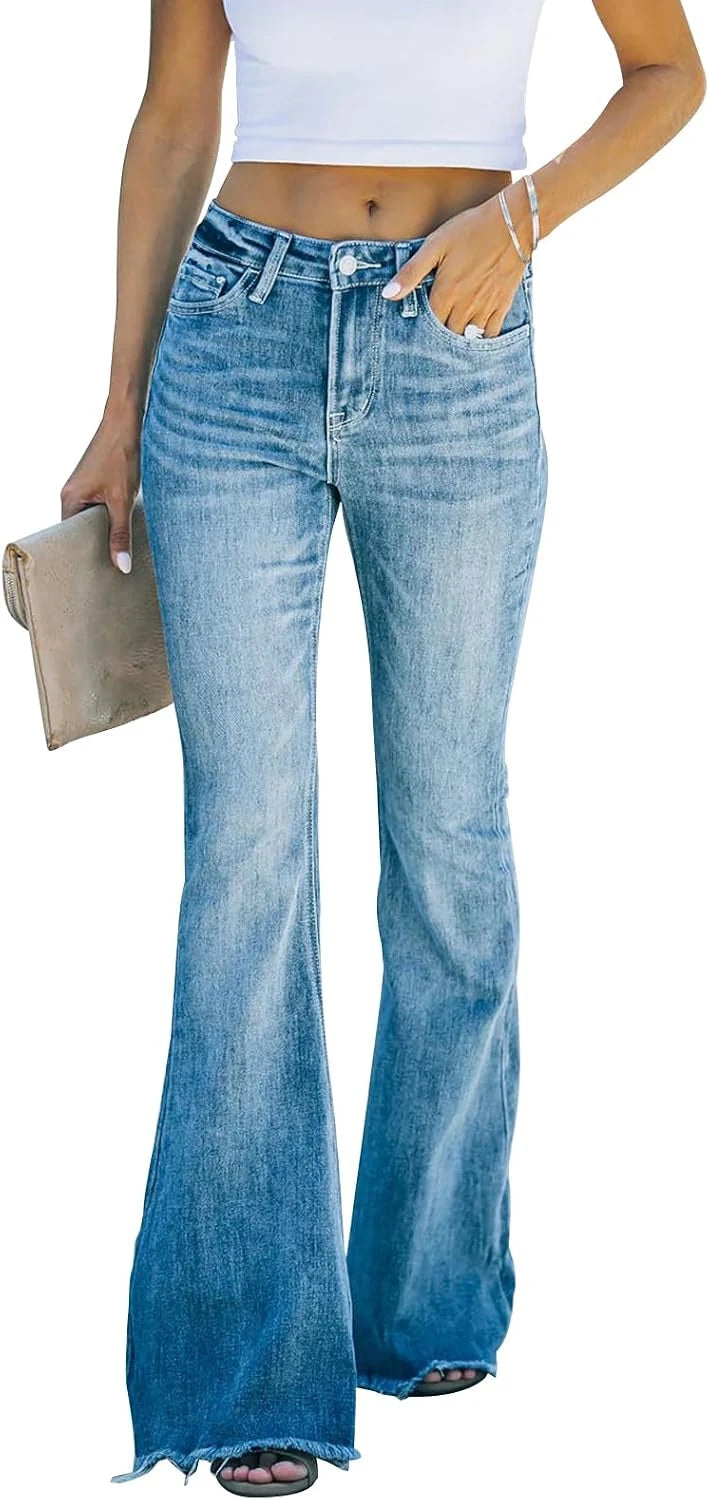 High Waisted Stretch Flare Jeans