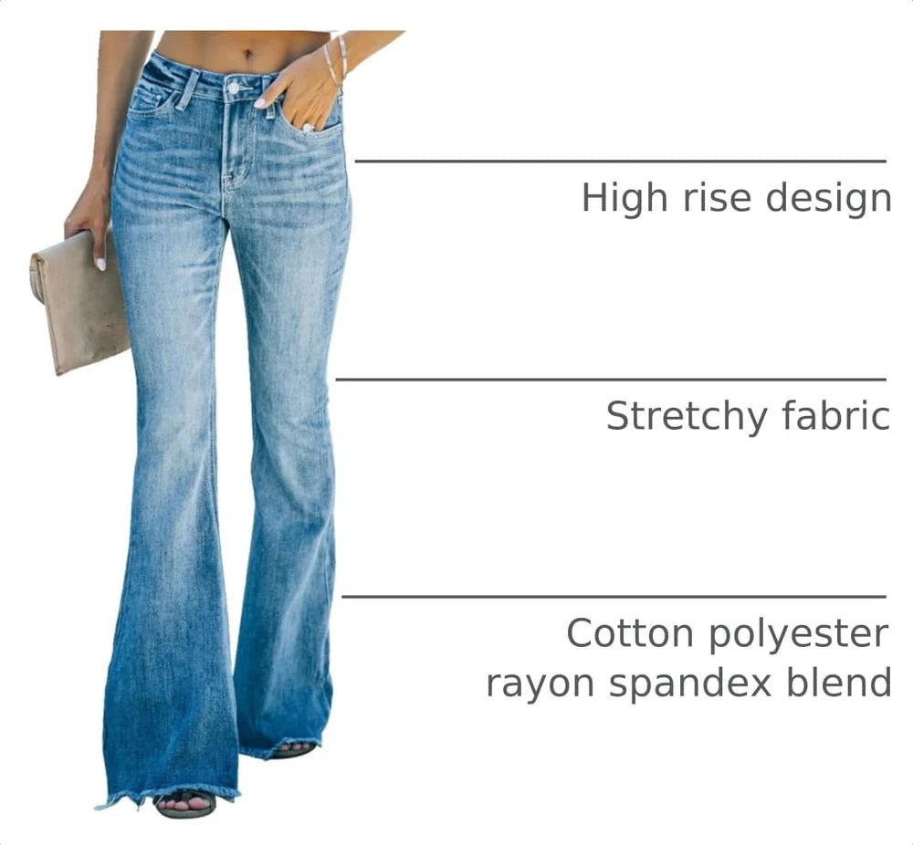 High Waisted Stretch Flare Jeans