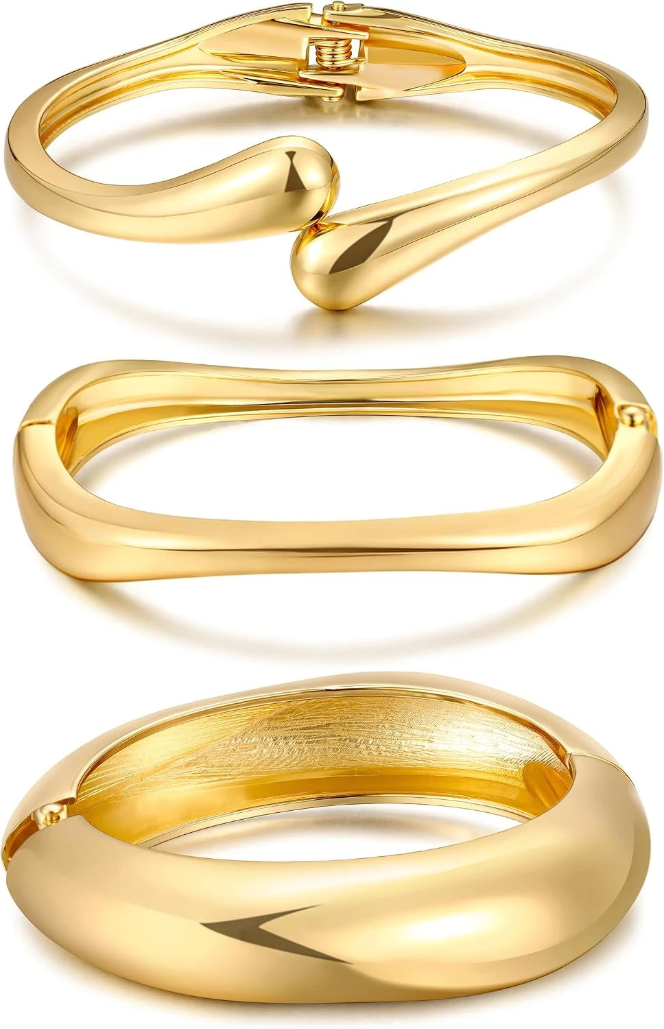 Chunky Gold Plated Bangle Set