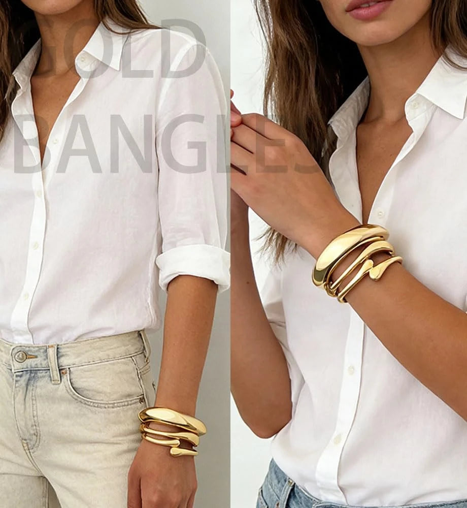 Chunky Gold Plated Bangle Set