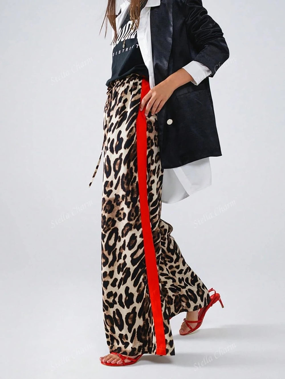 Leopard Print Wide Leg Pants