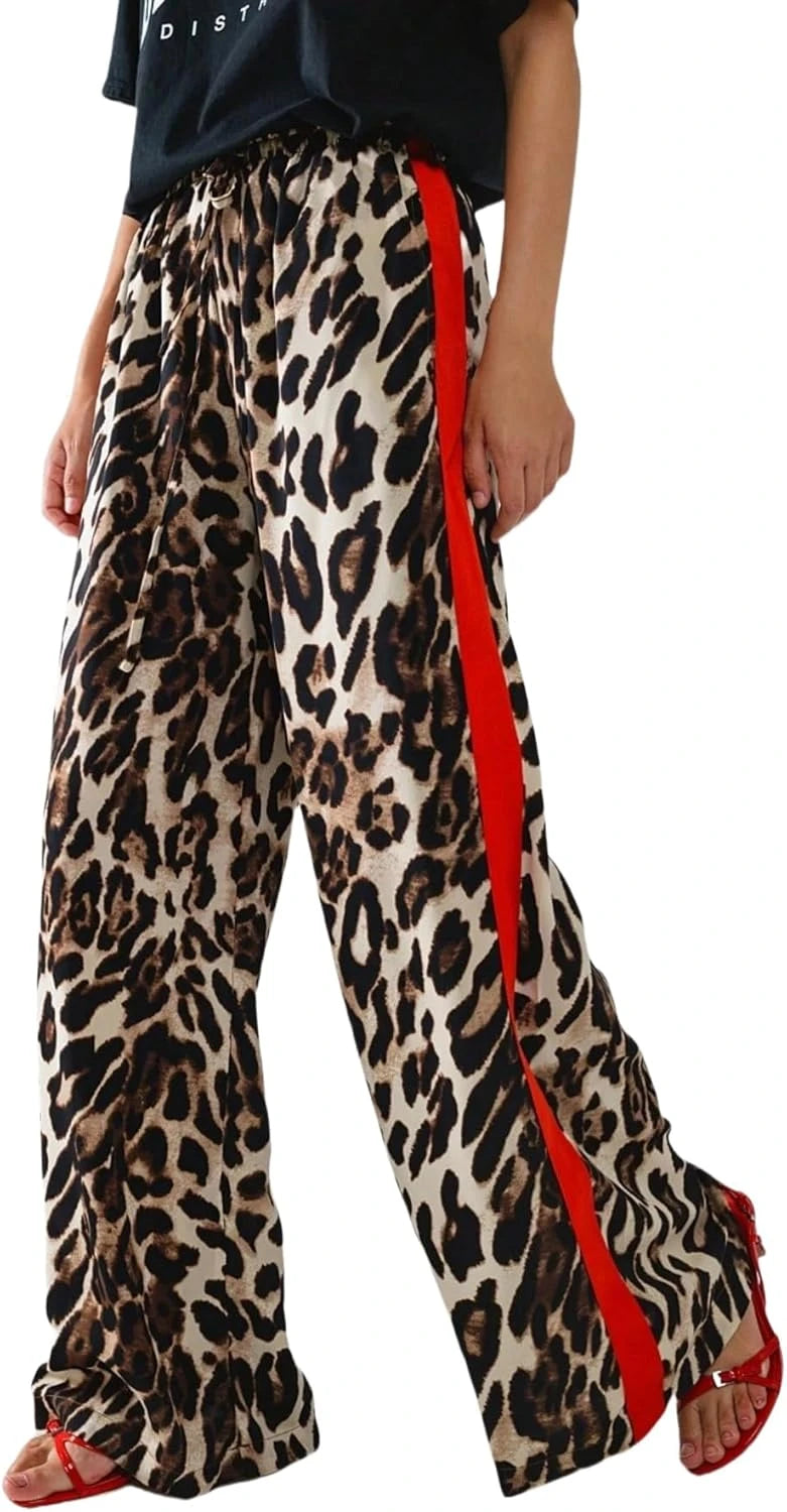 Leopard Print Wide Leg Pants