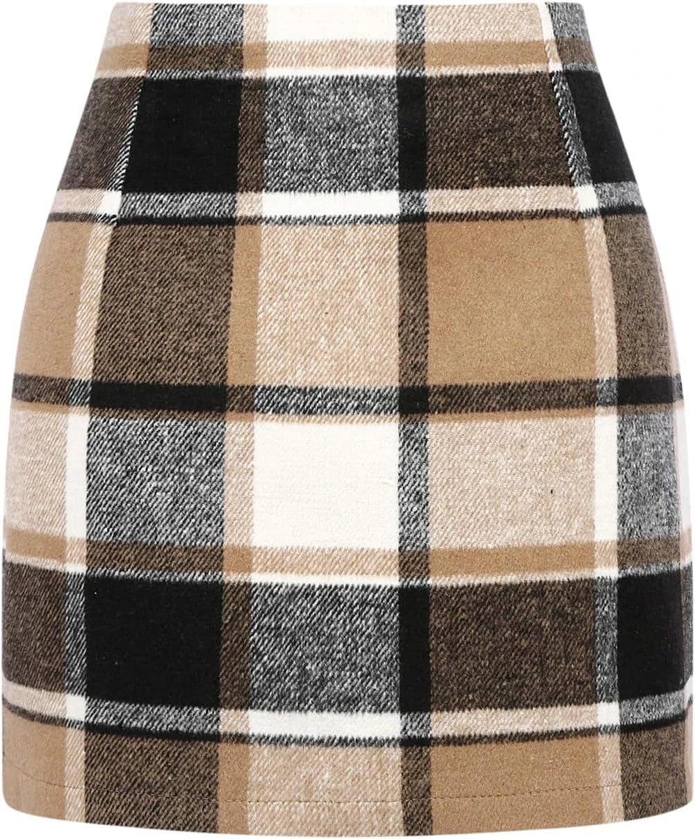 Wool Blend Plaid Mini Skirt