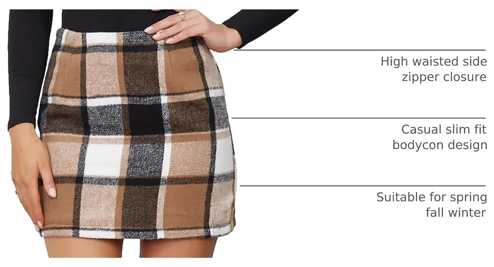 Wool Blend Plaid Mini Skirt