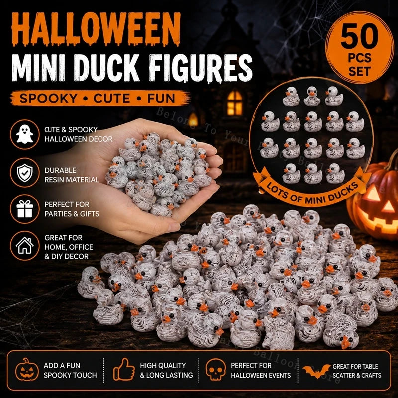 Gothic Skeleton Resin Duck Figurine Set