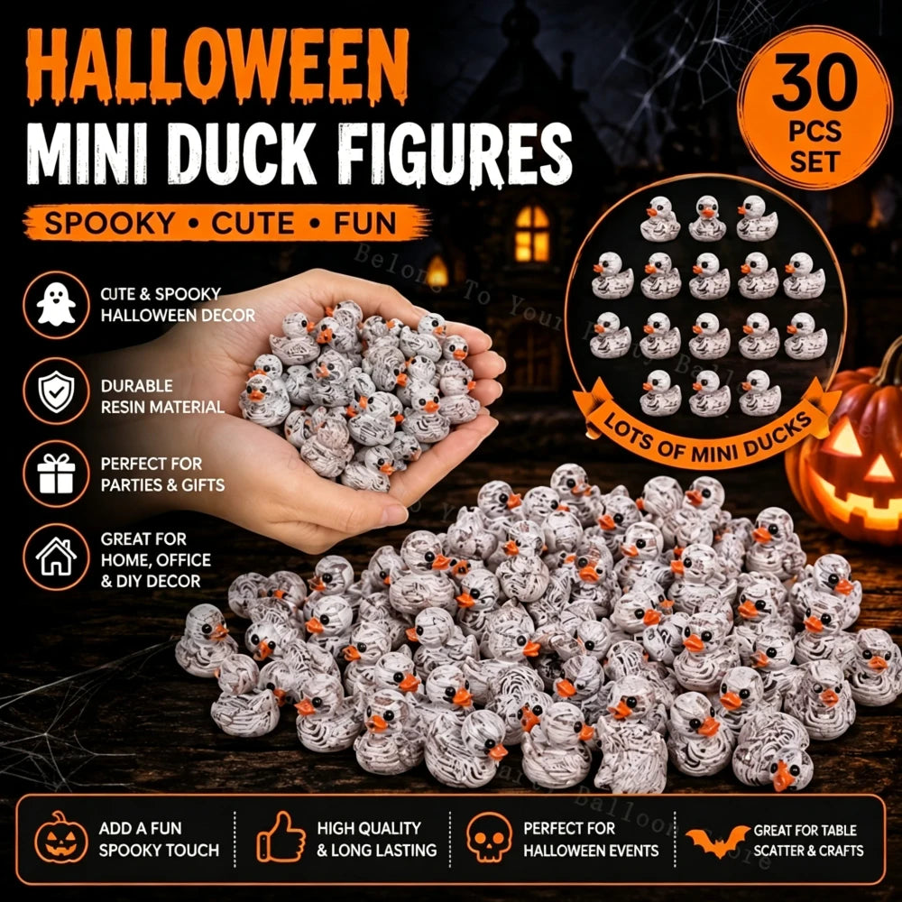 Gothic Skeleton Resin Duck Figurine Set