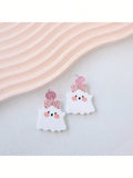 Pink Bow Ghost Drop Earrings