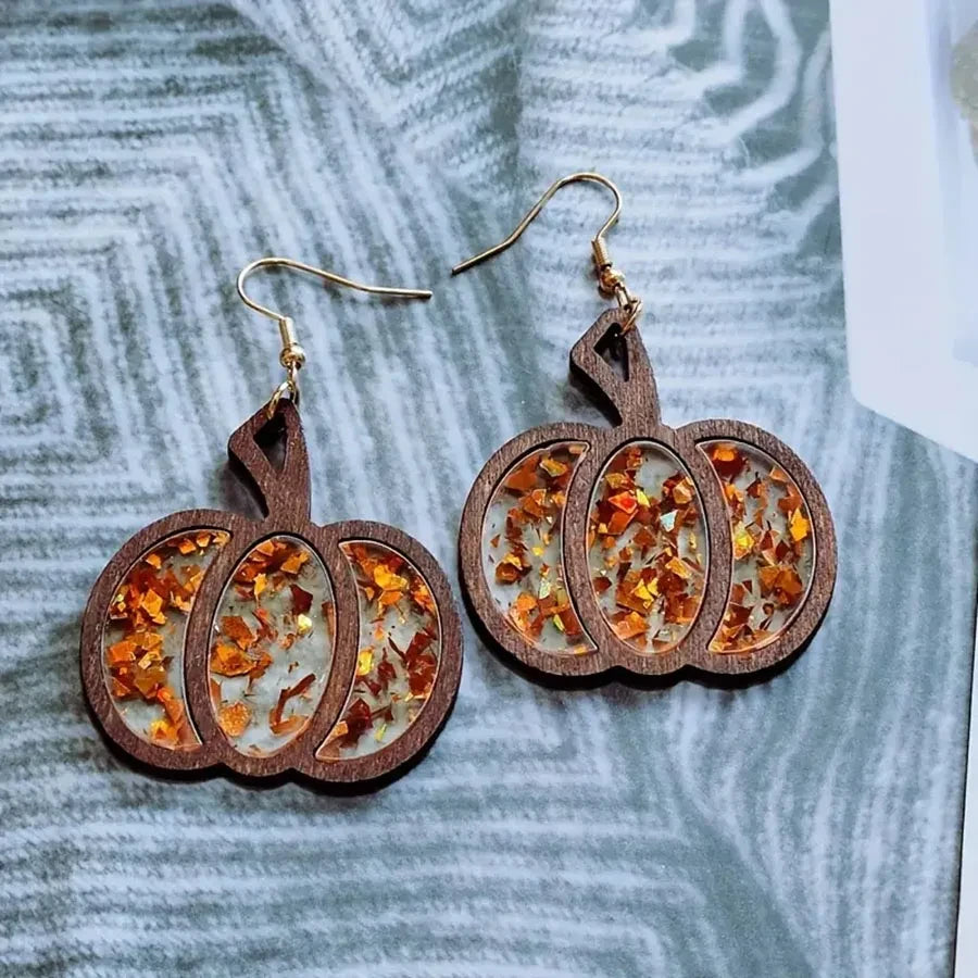 Halloween Pumpkin Acrylic Glitter Earrings