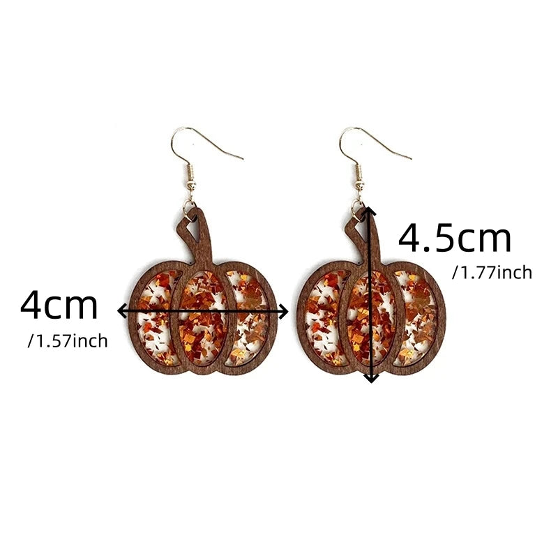 Halloween Pumpkin Acrylic Glitter Earrings