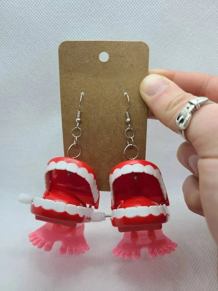 Wind-Up Teeth Dangle Earrings