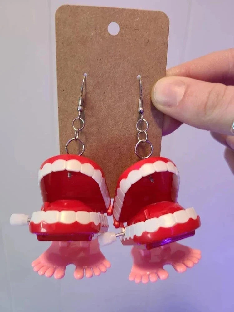 Wind-Up Teeth Dangle Earrings
