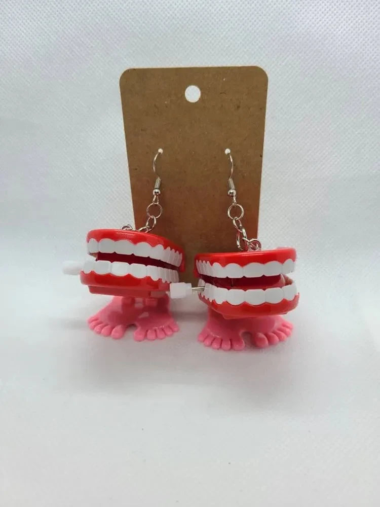 Wind-Up Teeth Dangle Earrings