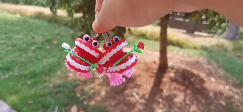 Wind-Up Teeth Dangle Earrings