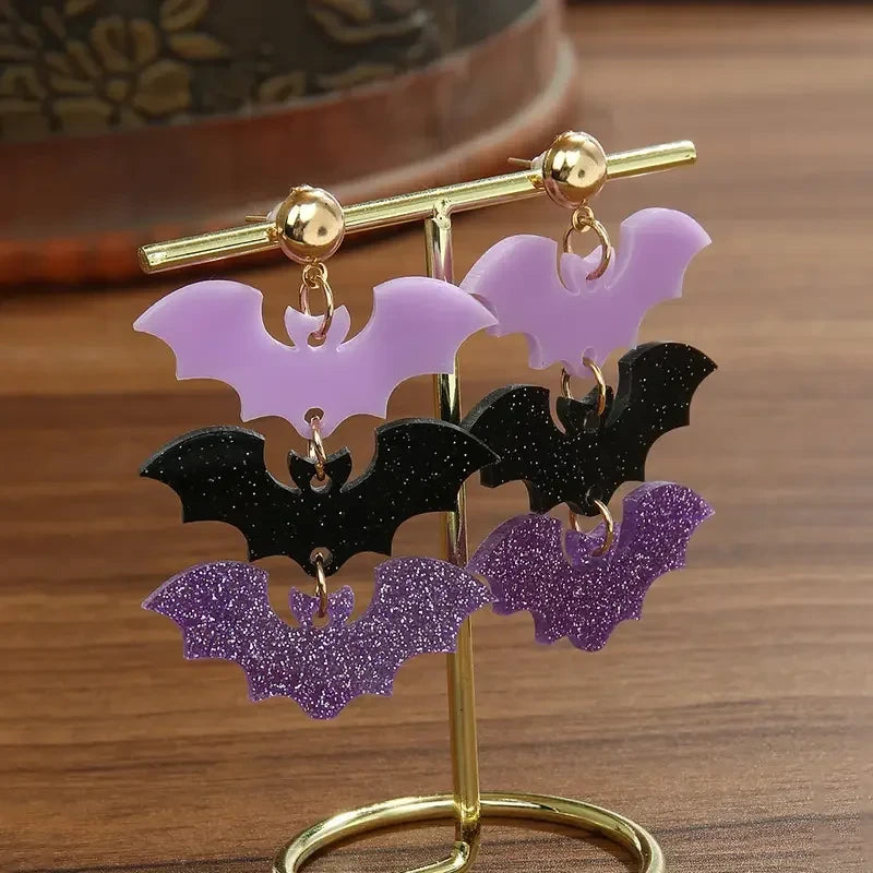 Gothic Bat Drop Earrings