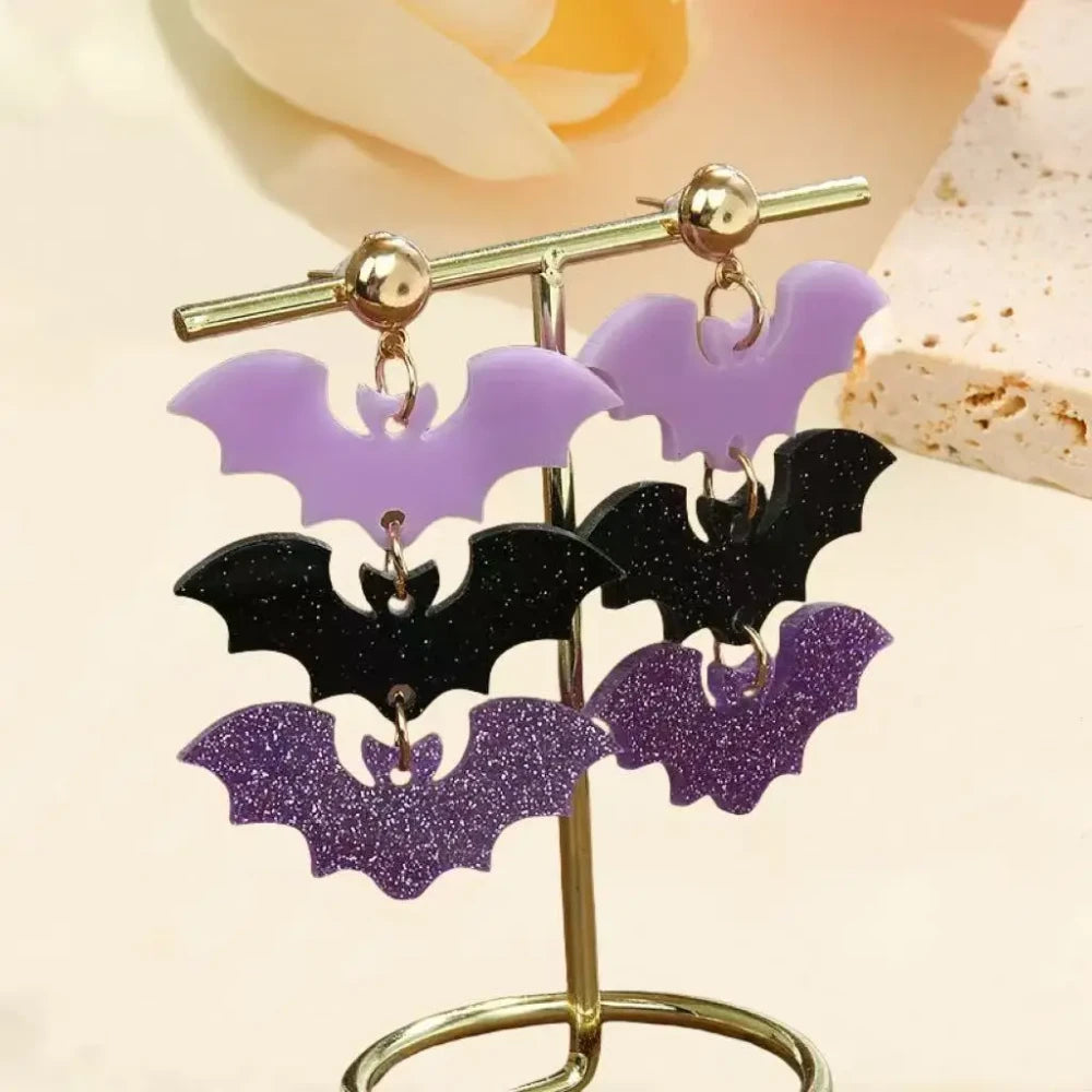 Gothic Bat Drop Earrings