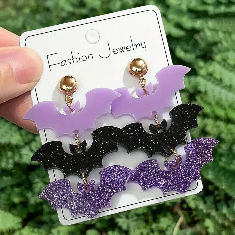 Gothic Bat Drop Earrings