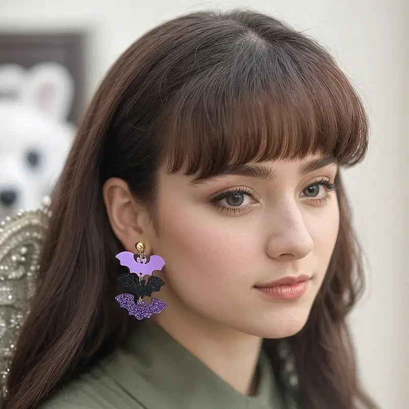 Gothic Bat Drop Earrings