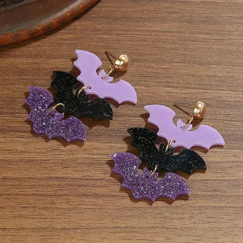 Gothic Bat Drop Earrings
