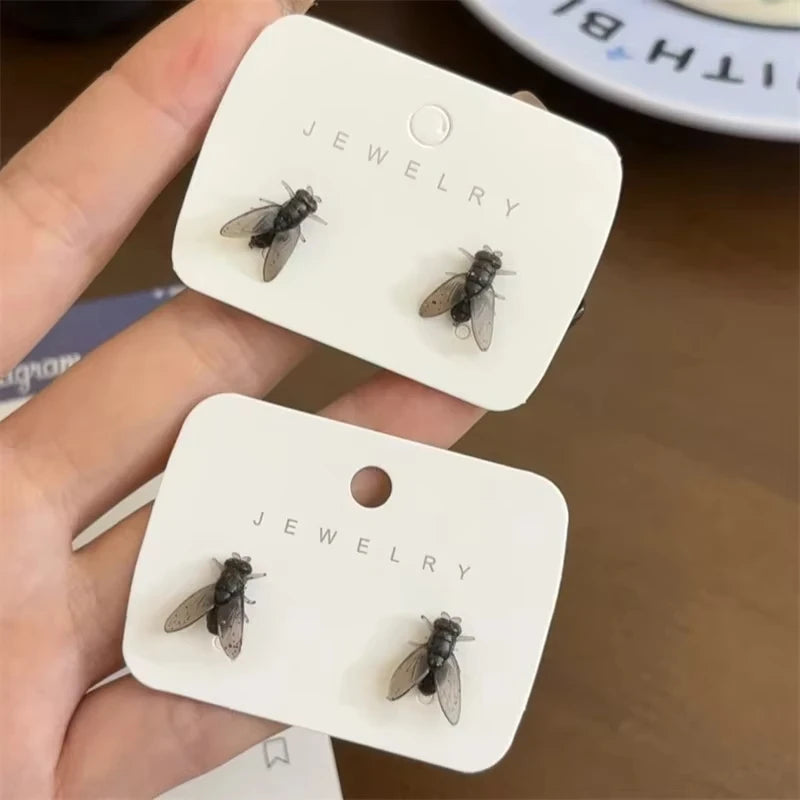 Realistic Simulation Fly Stud Earrings