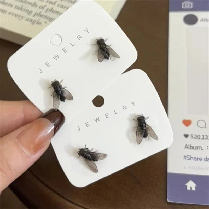 Realistic Simulation Fly Stud Earrings