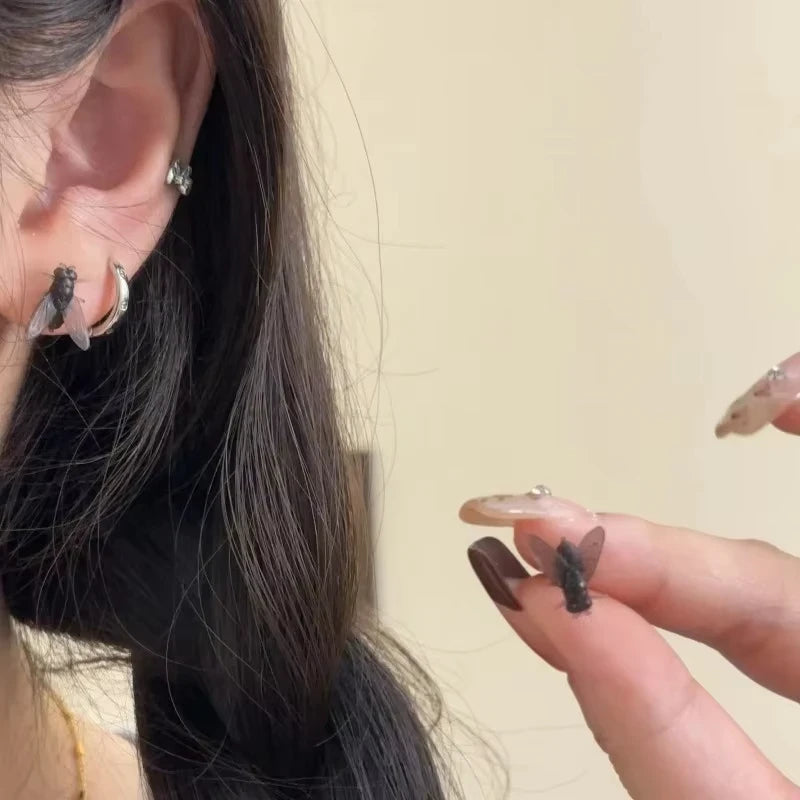 Realistic Simulation Fly Stud Earrings