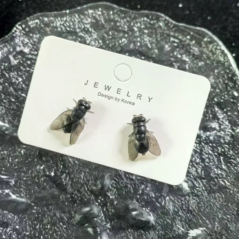 Realistic Simulation Fly Stud Earrings