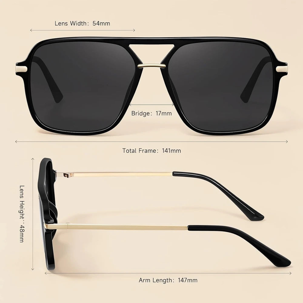 Square Aviator Polarized Sunglasses